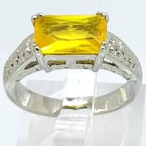 3CT Vintage Size 10 Gold GP Canary Yellow Radiant Sim Diamond CZ Engagement Ring